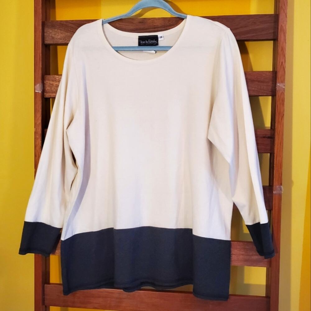 Diane von Furstenberg Cream & Grey Blouse, 1X